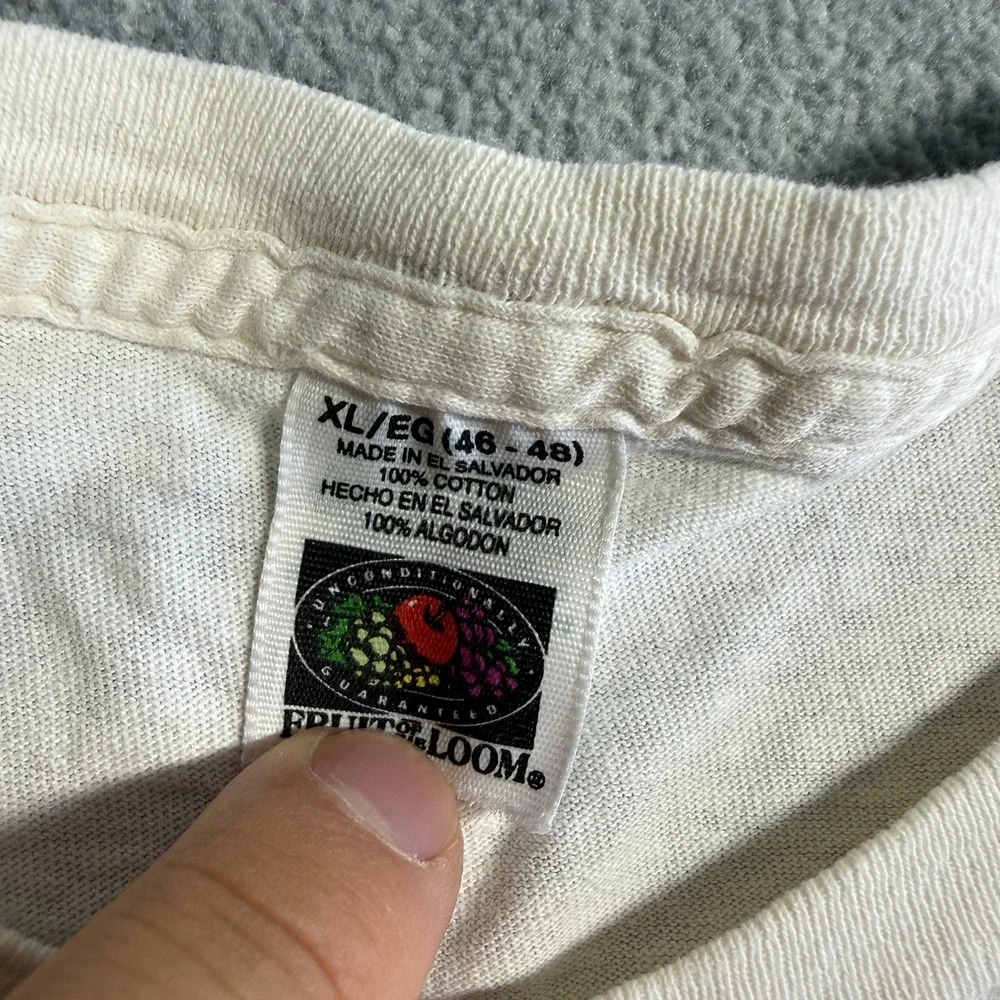 Fruit of the Loom Shirt Men XL White Solid Cotton VTG Crewneck Undershirt 90s